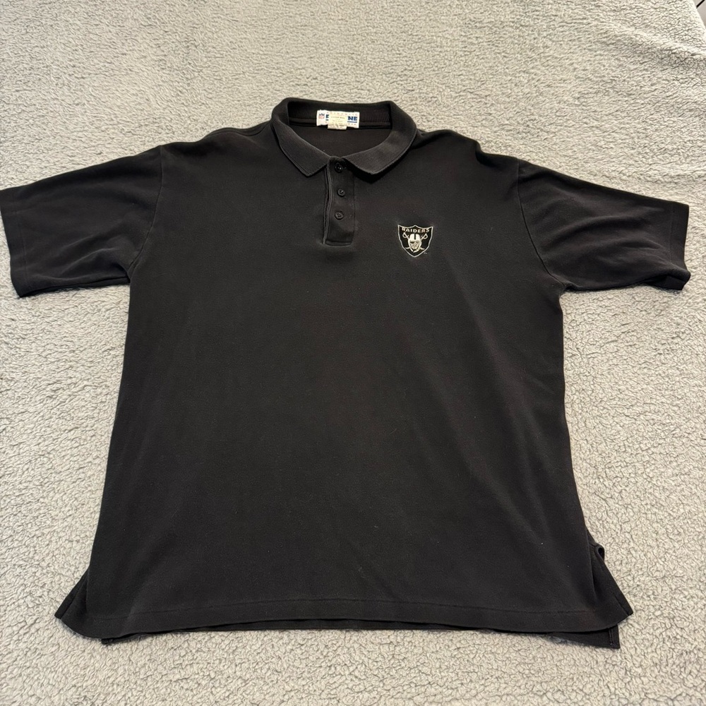 Raiders Polo Shirt Men’s pro line black single stitch Men’s Large Oakland‎ Vtg